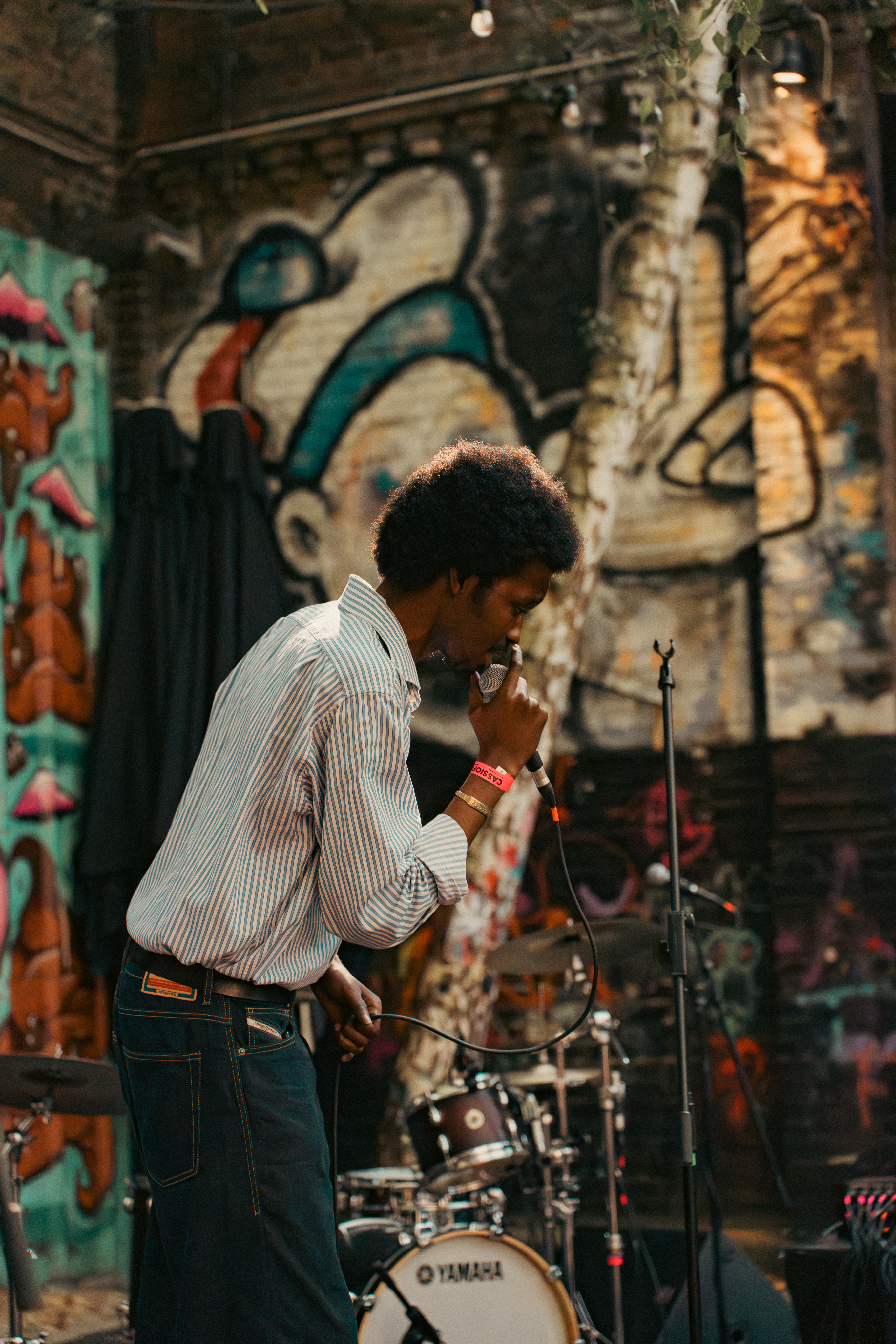 person singing on stage