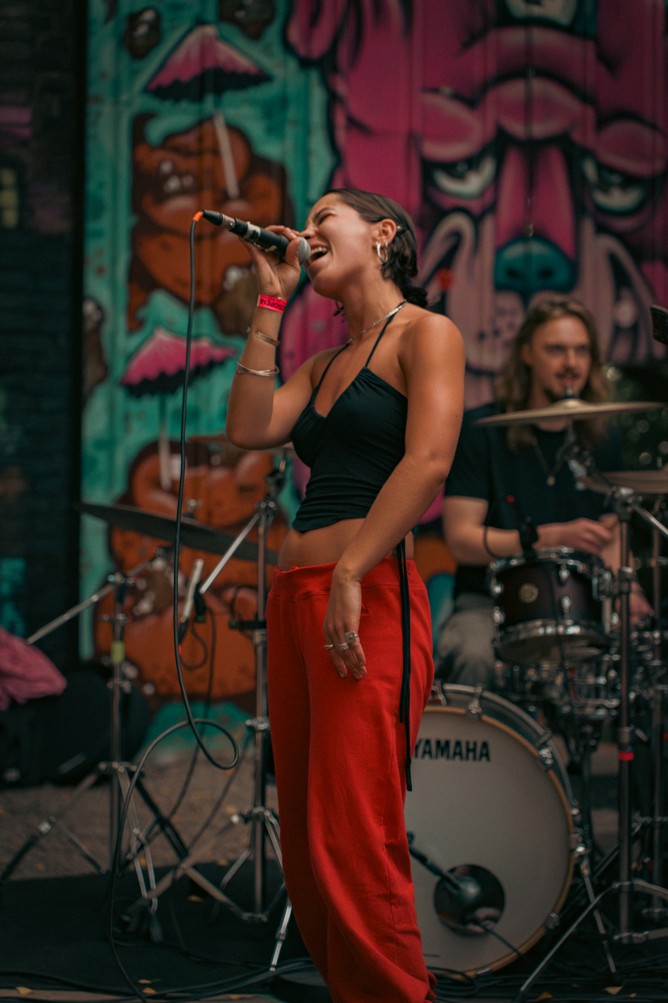 person singing on stage